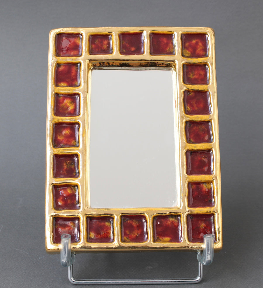 Vintage French Ceramic Mirror by François Lembo (circa 1970s)