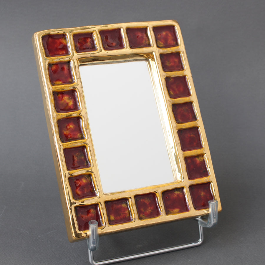 Vintage French Ceramic Mirror by François Lembo (circa 1970s)