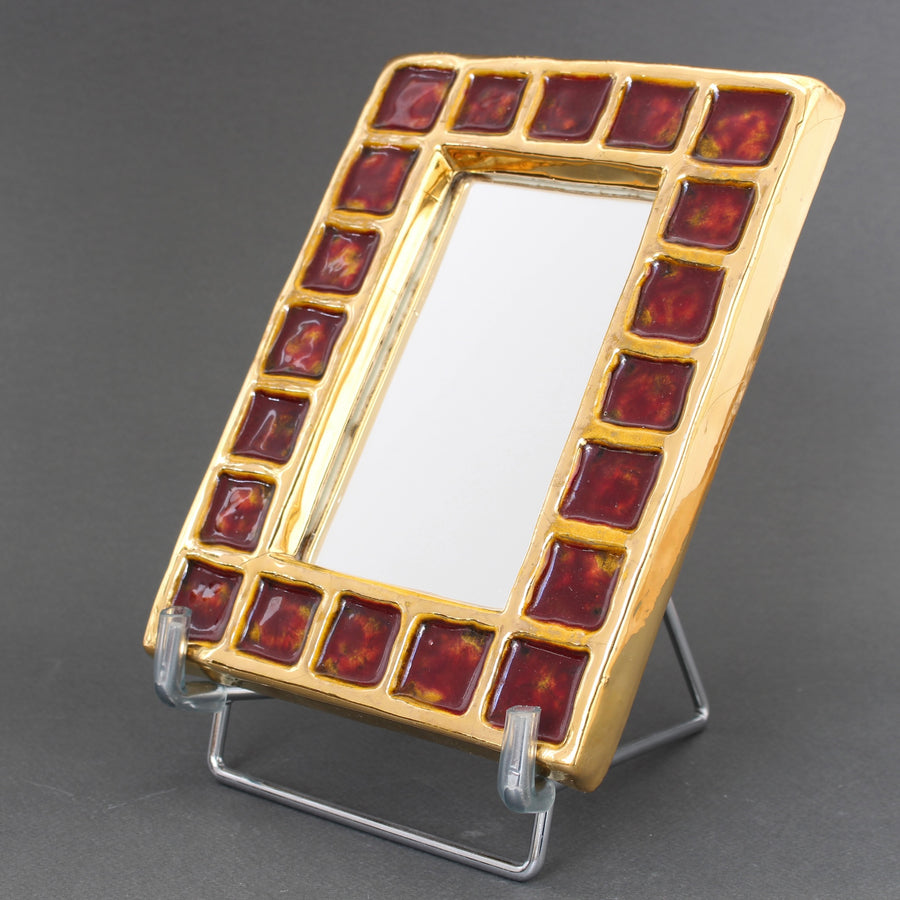 Vintage French Ceramic Mirror by François Lembo (circa 1970s)