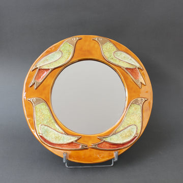 Vintage French Ceramic Wall Mirror by Mithé Espelt (circa 1960s)