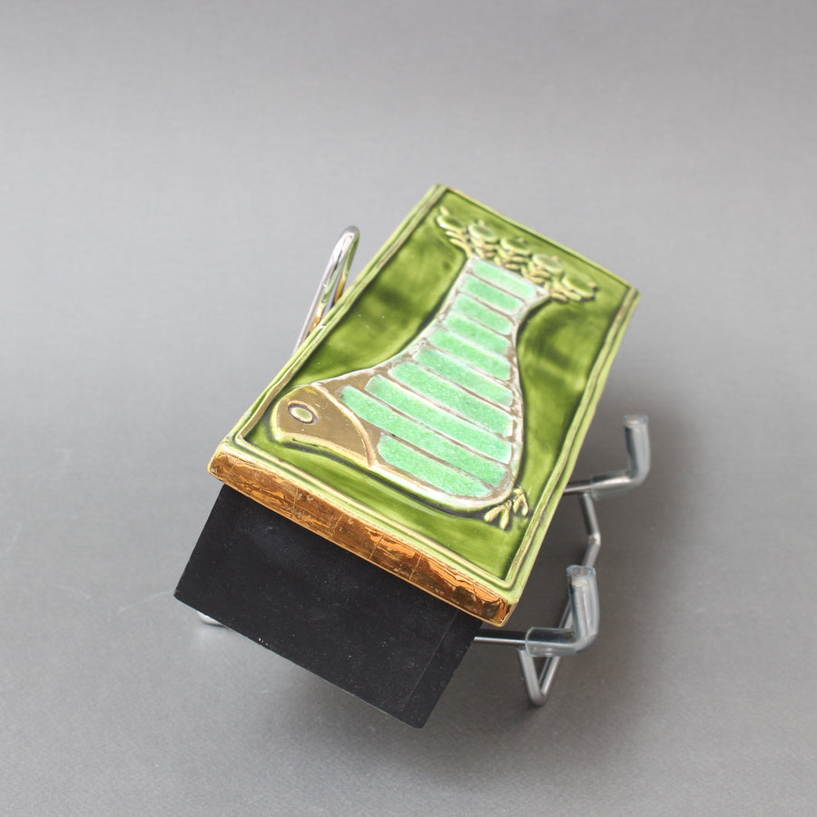 Vintage French Jewellery Box with Decorative Ceramic Lid by Mithé Espelt (circa 1960s)
