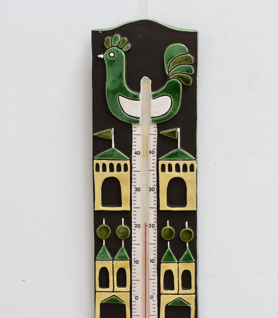 Decorative French Ceramic Thermometer by Mithê Espelt (circa 1960s)