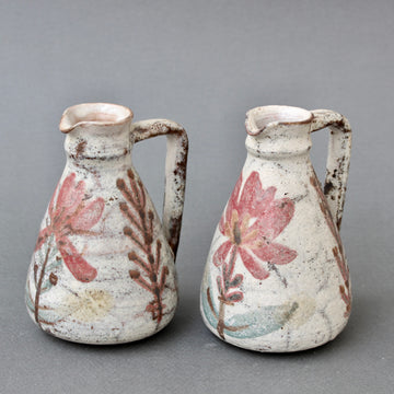 Pair of French Decorative Ceramic Vessels with Handle and Spout (circa 1960s) - Small