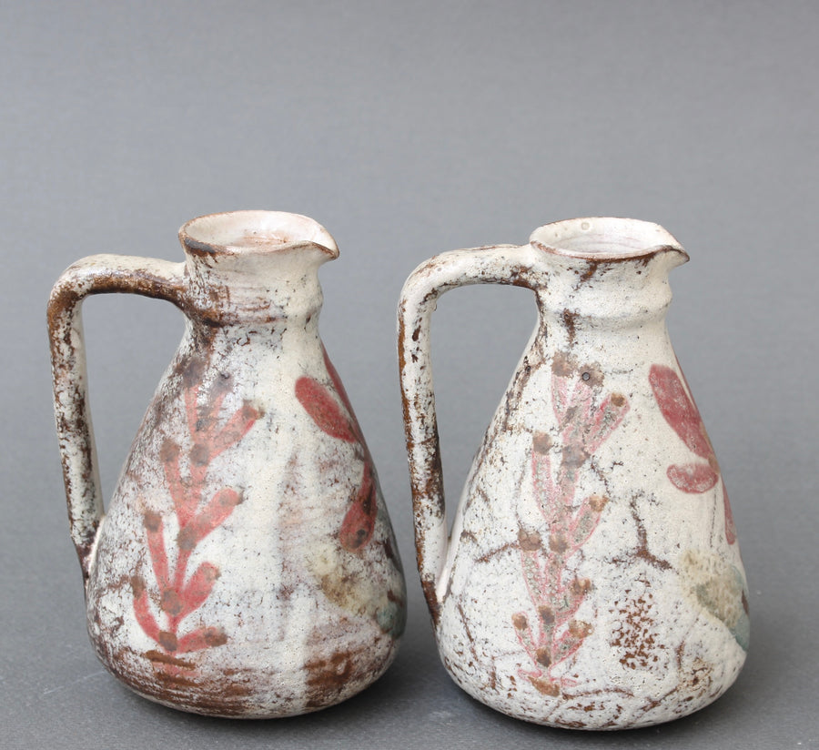 Pair of French Decorative Ceramic Vessels with Handle and Spout (circa 1960s) - Small