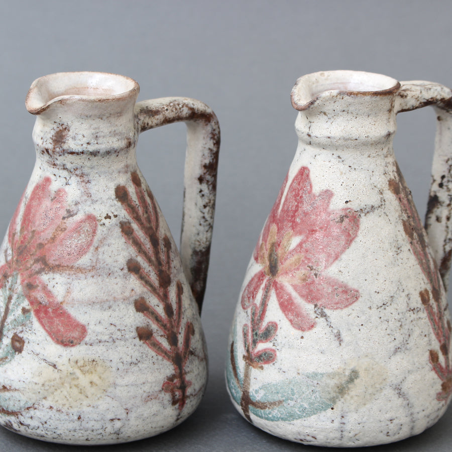 Pair of French Decorative Ceramic Vessels with Handle and Spout (circa 1960s) - Small