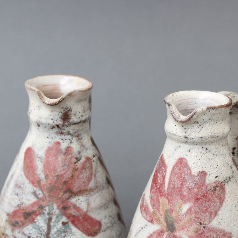 Pair of French Decorative Ceramic Vessels with Handle and Spout (circa 1960s) - Small