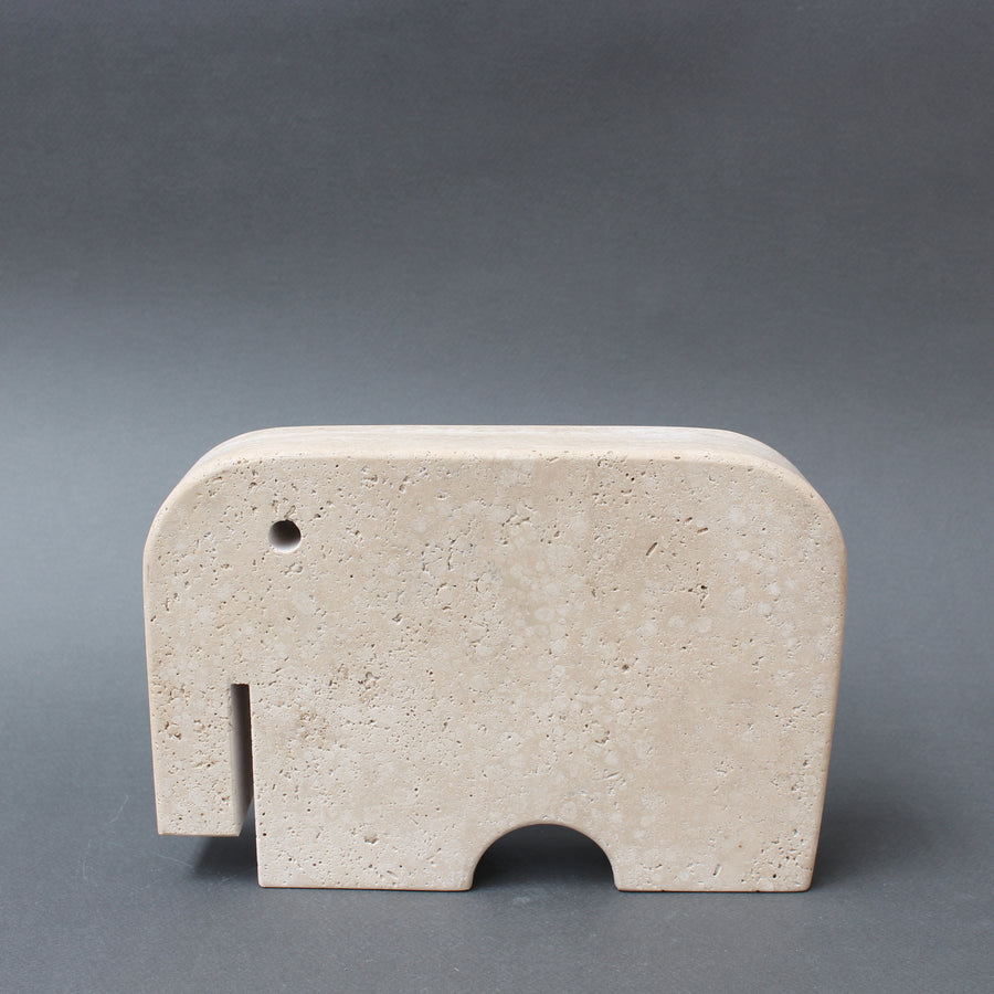 Vintage Italian Travertine Elephant by Mannelli Bros (circa 1970s)