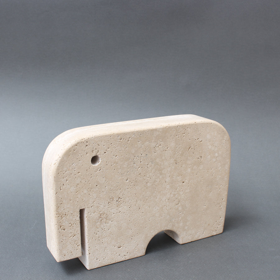 Vintage Italian Travertine Elephant by Mannelli Bros (circa 1970s)