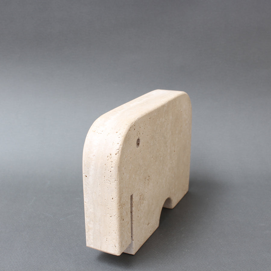 Vintage Italian Travertine Elephant by Mannelli Bros (circa 1970s)