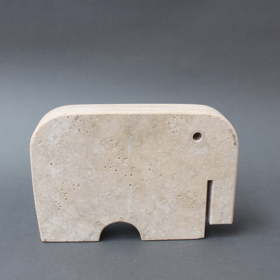 Vintage Italian Travertine Elephant by Mannelli Bros (circa 1970s)