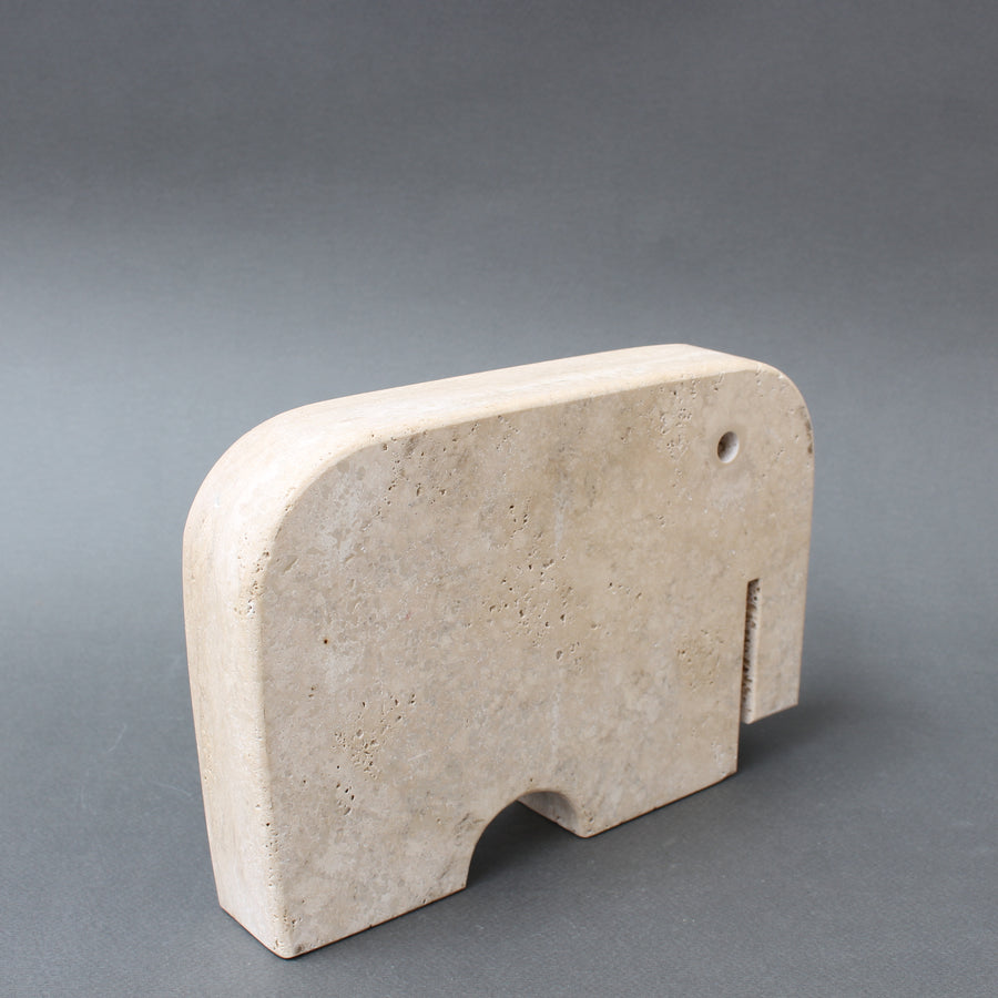 Vintage Italian Travertine Elephant by Mannelli Bros (circa 1970s)