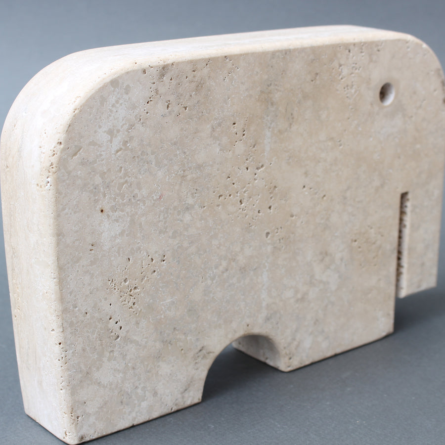 Vintage Italian Travertine Elephant by Mannelli Bros (circa 1970s)