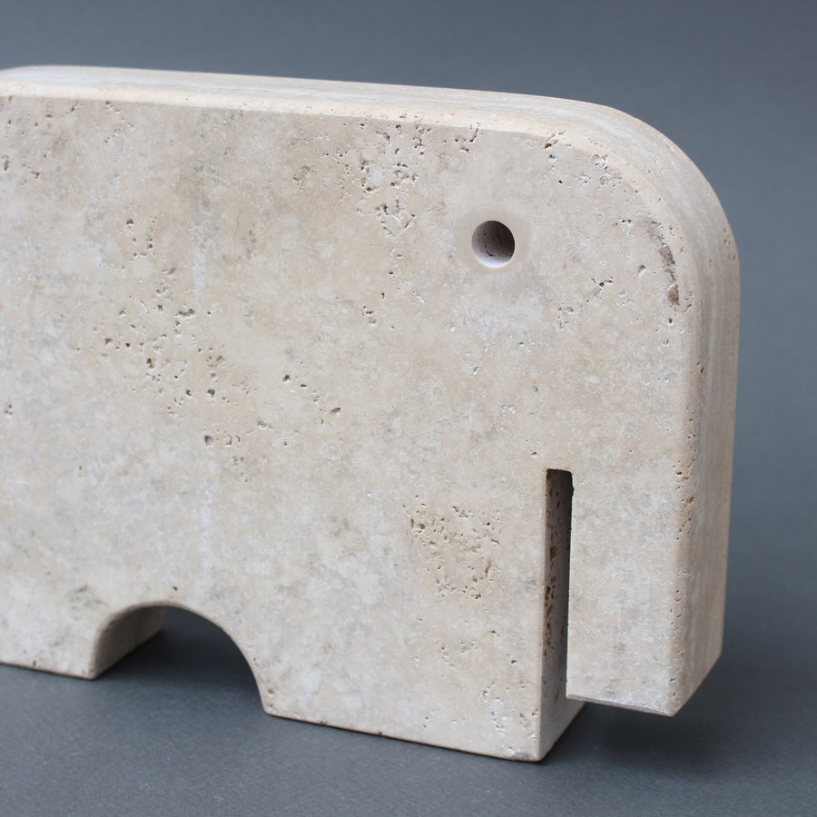 Vintage Italian Travertine Elephant by Mannelli Bros (circa 1970s)