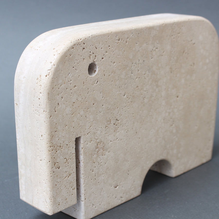 Vintage Italian Travertine Elephant by Mannelli Bros (circa 1970s)