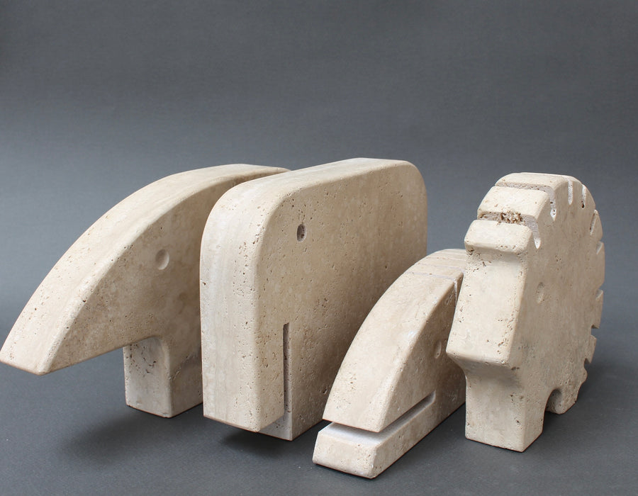 Vintage Italian Travertine Elephant by Mannelli Bros (circa 1970s)