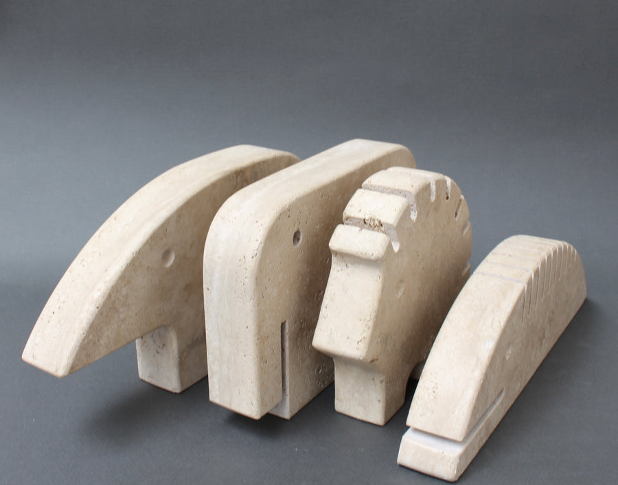 Vintage Italian Travertine Elephant by Mannelli Bros (circa 1970s)