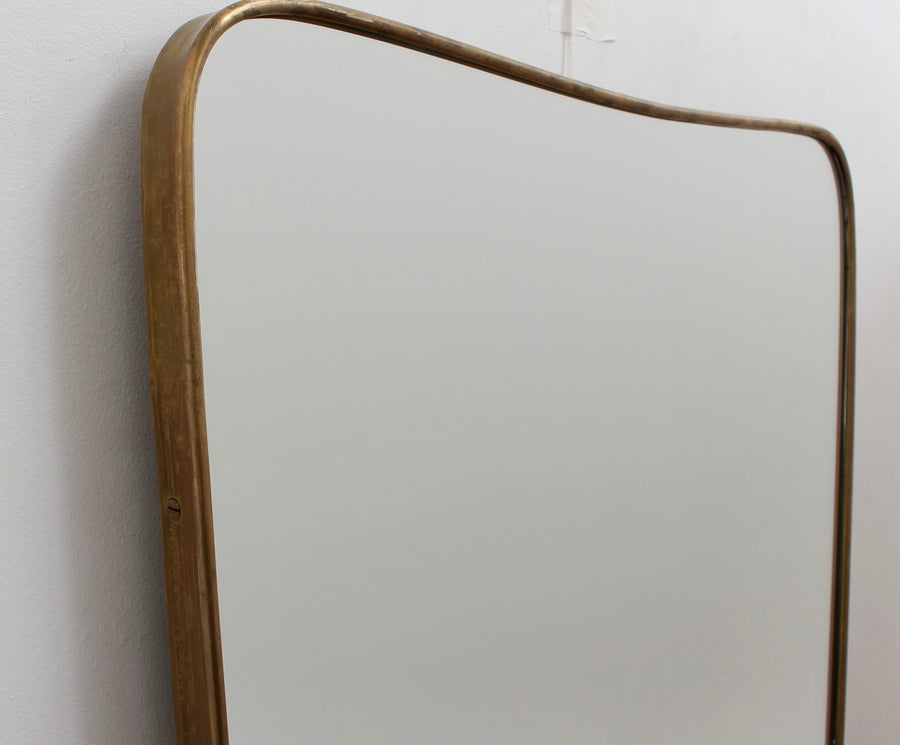 Vintage Italian Wall Mirror with Brass Frame (circa 1960s)