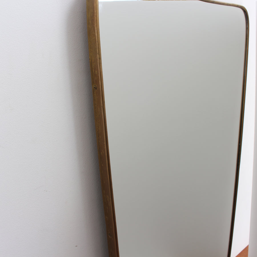 Vintage Italian Wall Mirror with Brass Frame (circa 1960s)