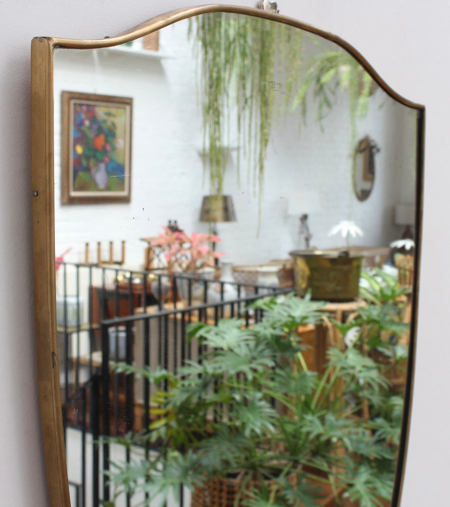 Mid-Century Italian Wall Mirror with Brass Frame (circa 1960s)