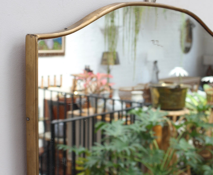 Mid-Century Italian Wall Mirror with Brass Frame (circa 1960s)