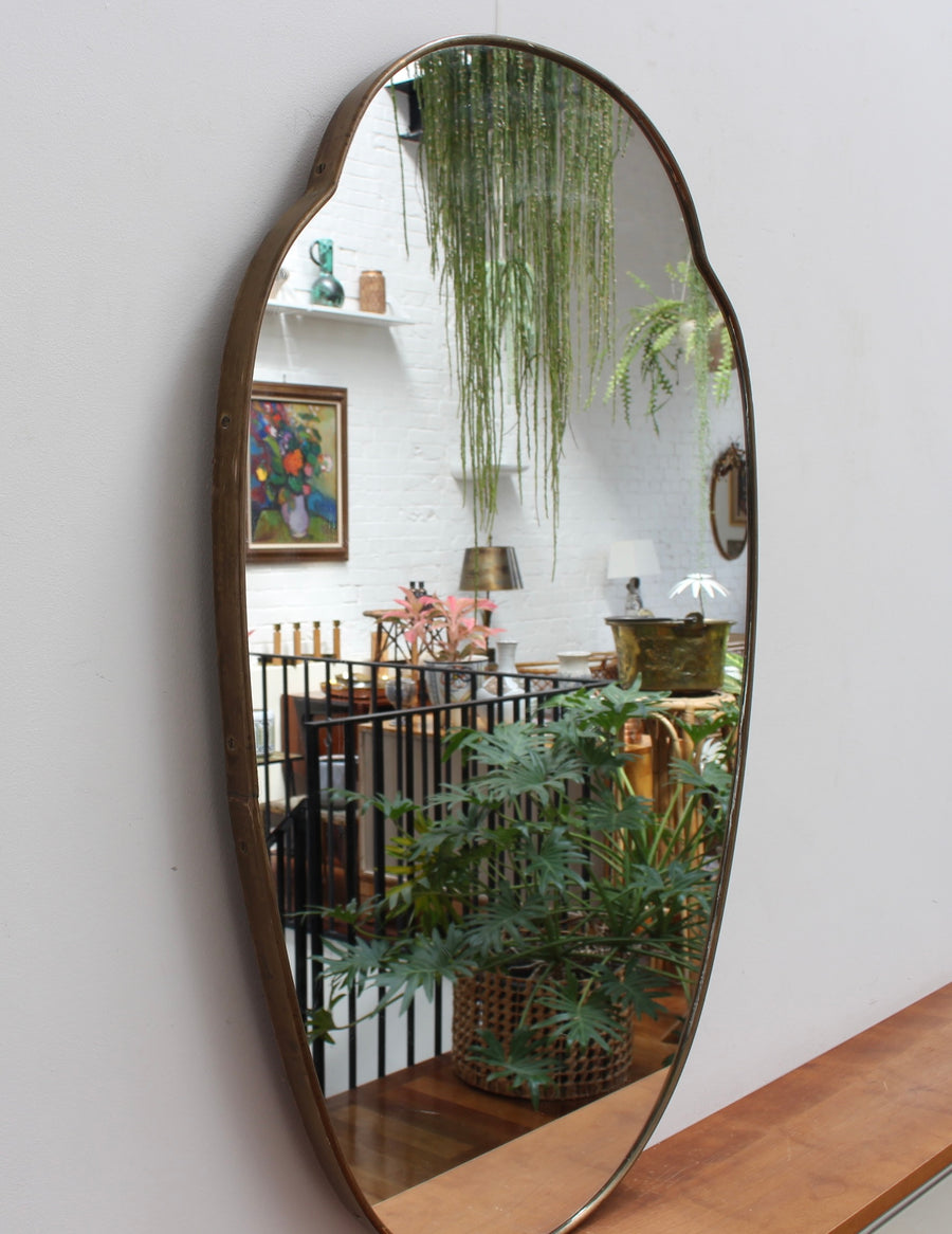 Mid-Century Italian Wall Mirror with Brass Frame (circa 1960s)