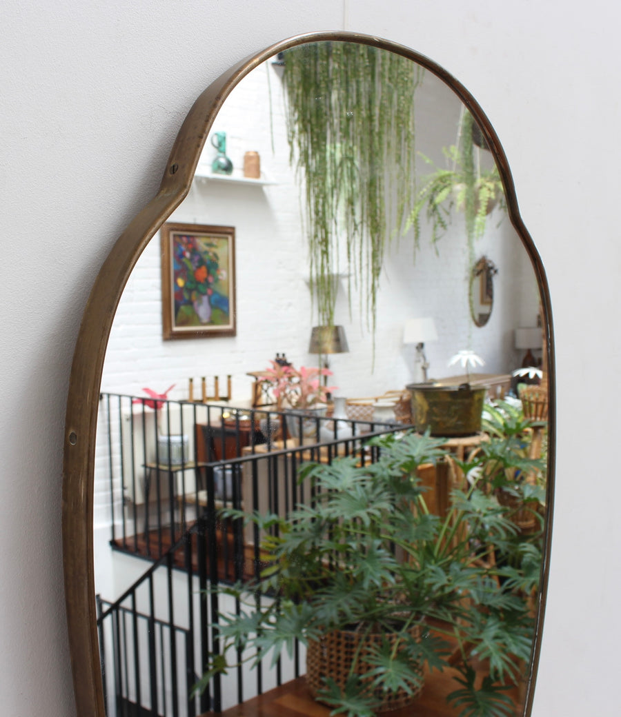 Mid-Century Italian Wall Mirror with Brass Frame (circa 1960s)