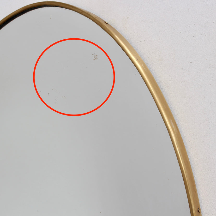 Mid-Century Italian Oval Wall Mirror with Brass Frame (circa 1960s)