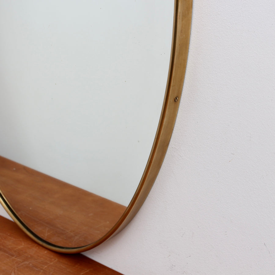 Mid-Century Italian Oval Wall Mirror with Brass Frame (circa 1960s)