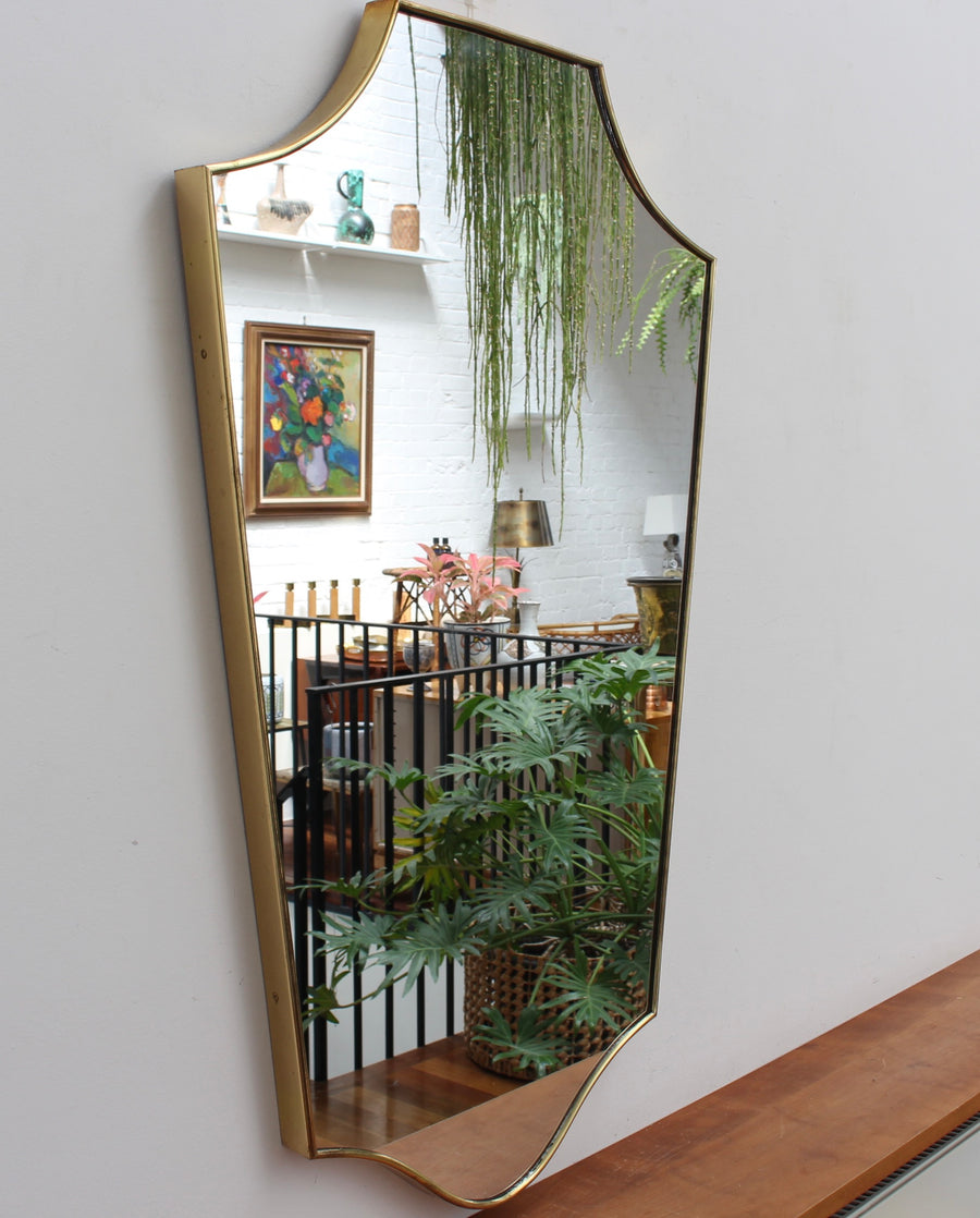 Mid-Century Italian Wall Mirror with Brass Frame (circa 1960s)