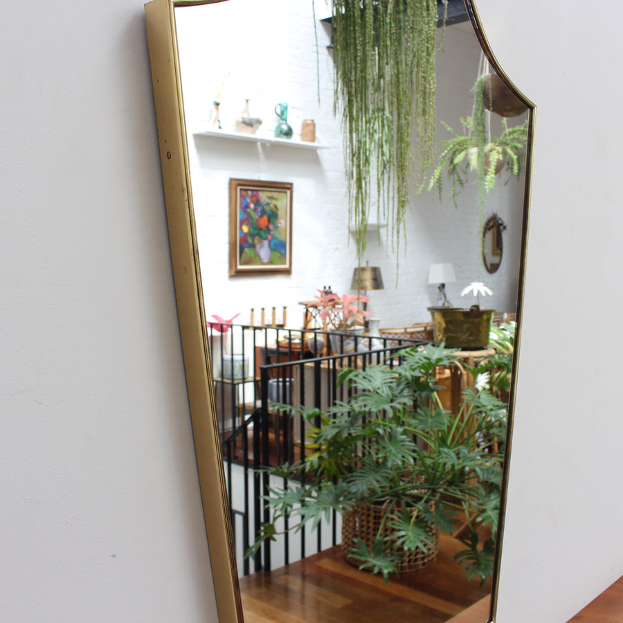 Mid-Century Italian Wall Mirror with Brass Frame (circa 1960s)