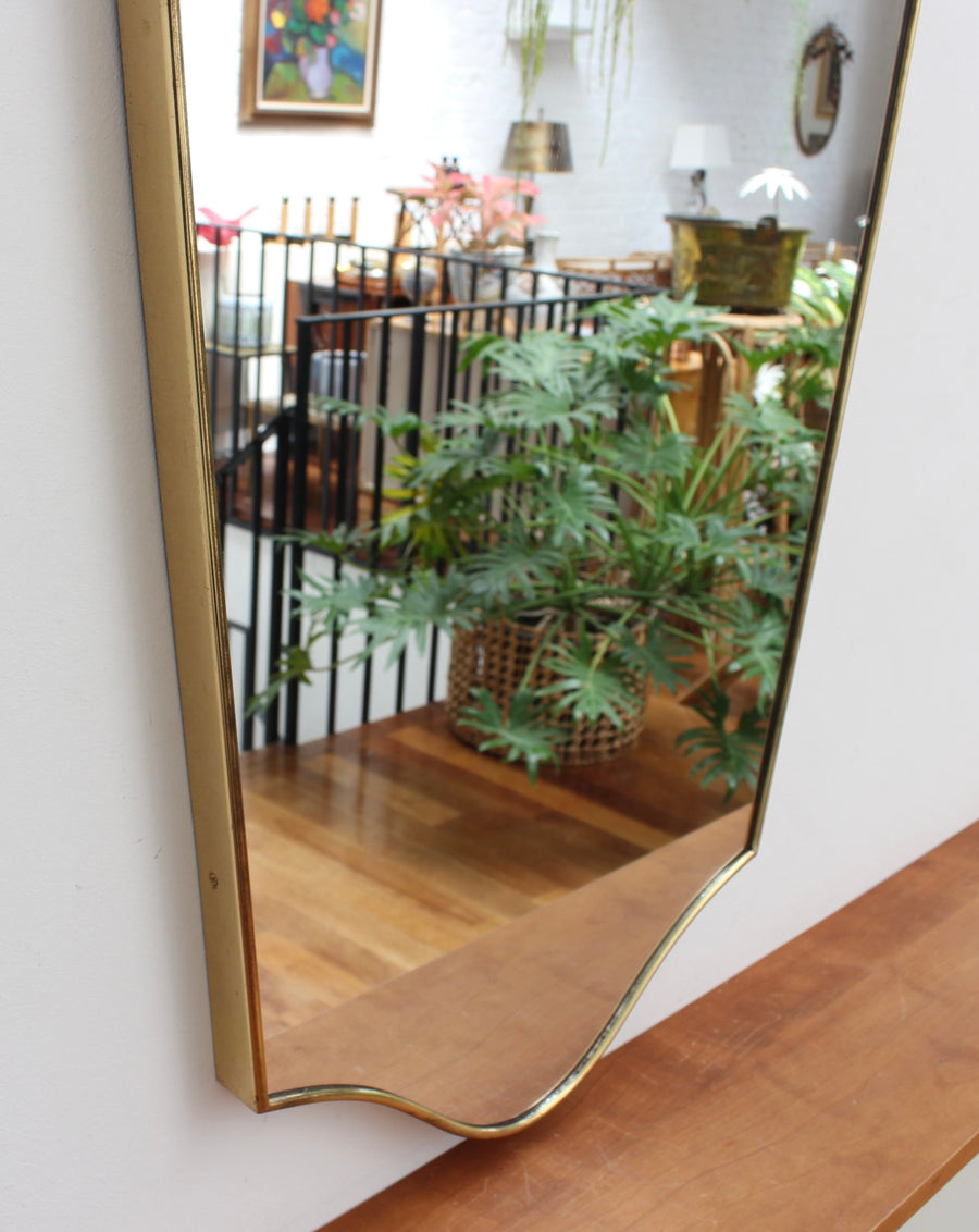 Mid-Century Italian Wall Mirror with Brass Frame (circa 1960s)