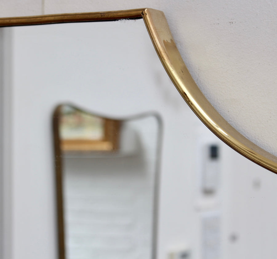 Mid-Century Italian Wall Mirror with Brass Frame (circa 1960s)