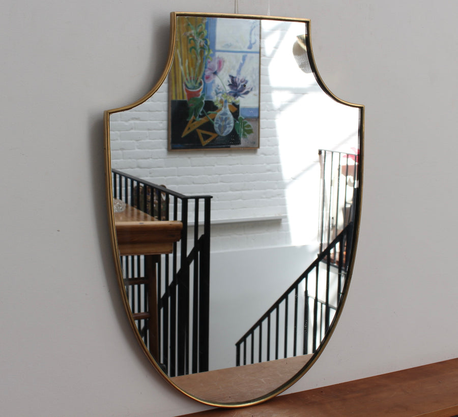 Vintage Italian Wall Mirror with Brass Frame (circa 1960s)