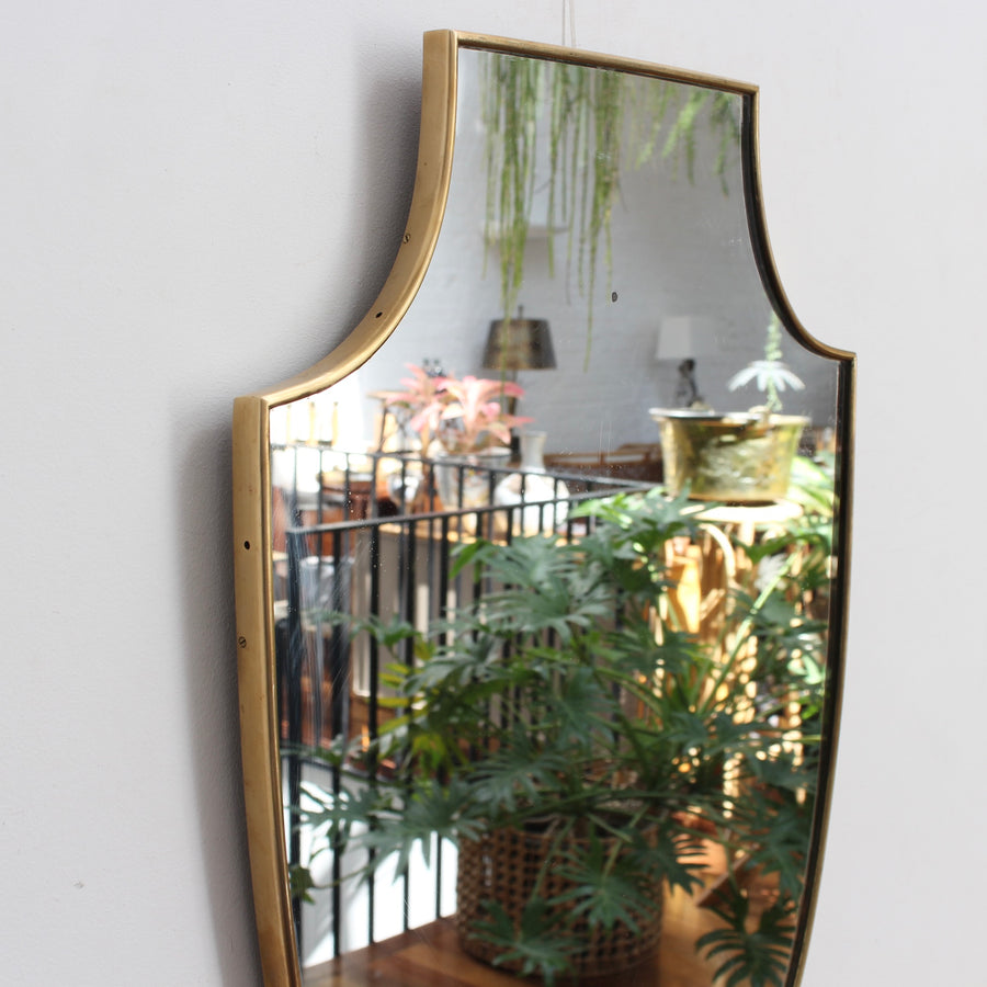 Vintage Italian Wall Mirror with Brass Frame (circa 1960s)