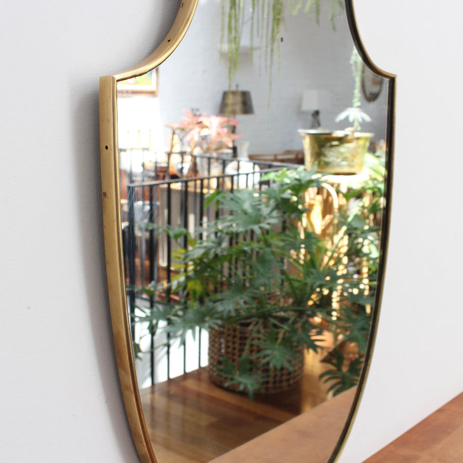 Vintage Italian Wall Mirror with Brass Frame (circa 1960s)