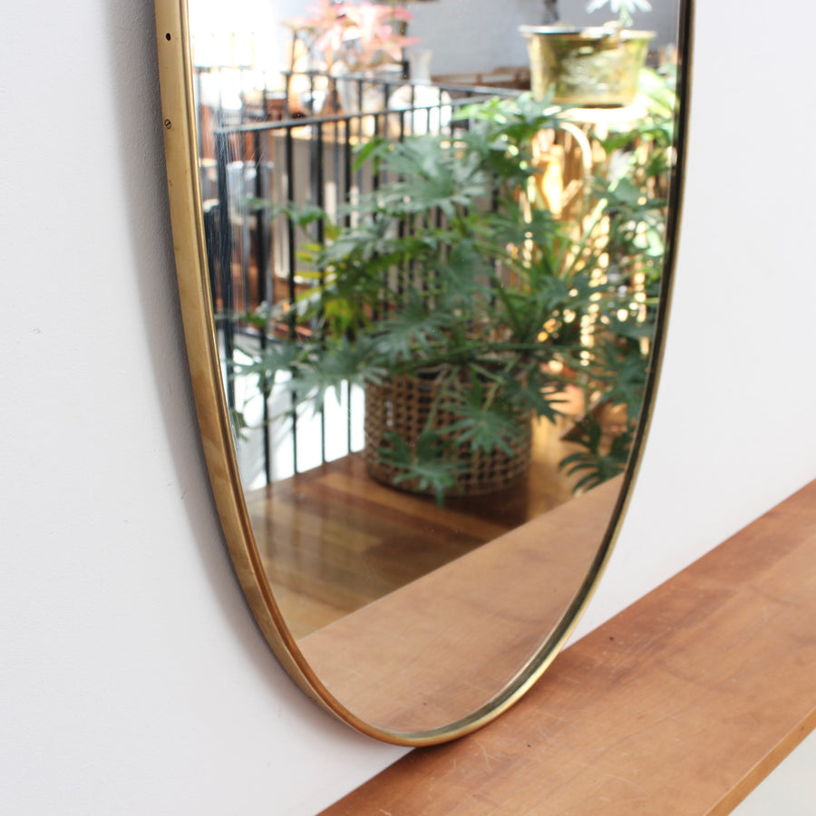 Vintage Italian Wall Mirror with Brass Frame (circa 1960s)