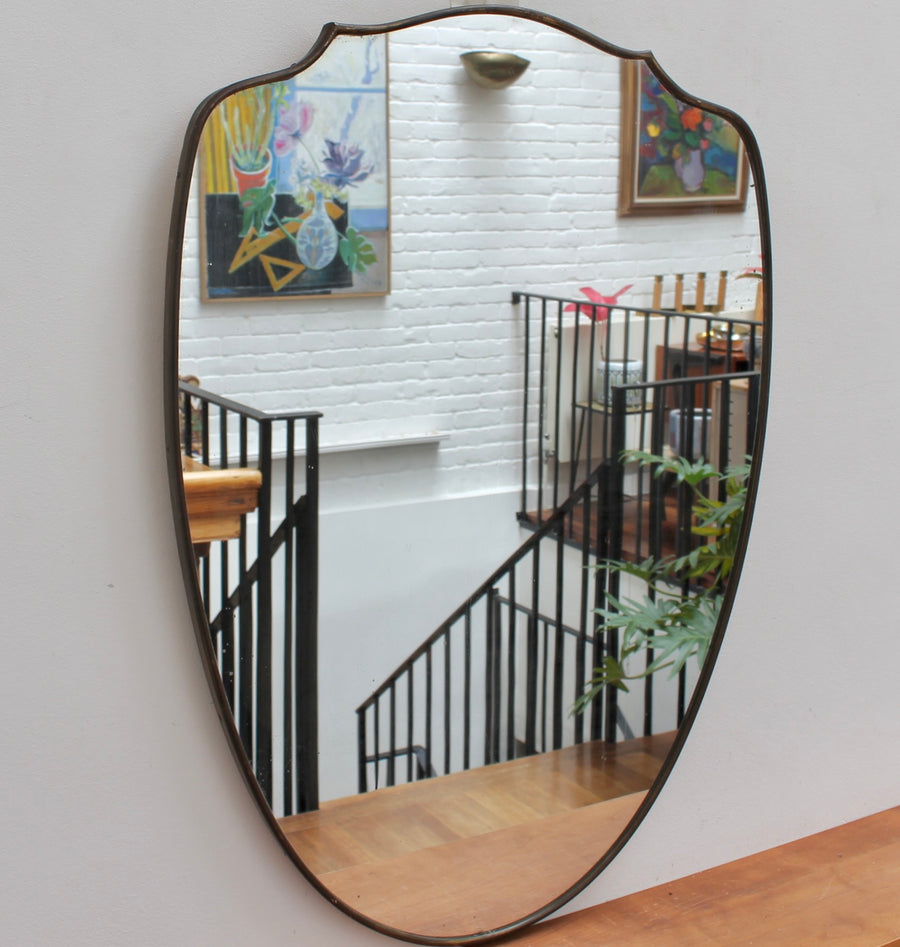 Mid-Century Italian Wall Mirror with Brass Frame (circa 1950s)