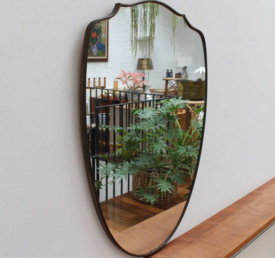 Mid-Century Italian Wall Mirror with Brass Frame (circa 1950s)