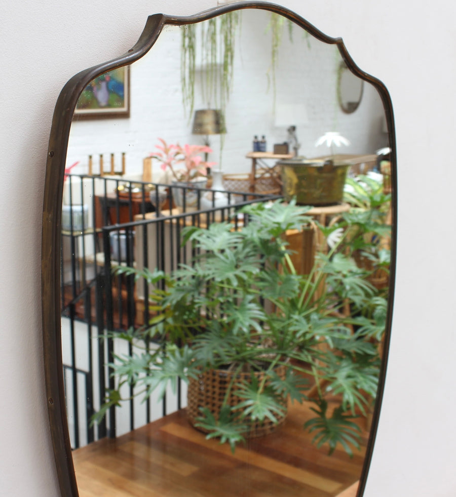 Mid-Century Italian Wall Mirror with Brass Frame (circa 1950s)