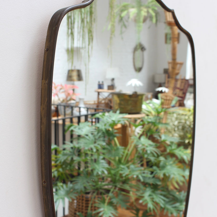 Mid-Century Italian Wall Mirror with Brass Frame (circa 1950s)