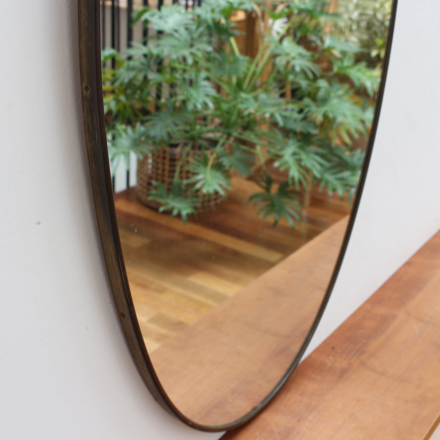 Mid-Century Italian Wall Mirror with Brass Frame (circa 1950s)