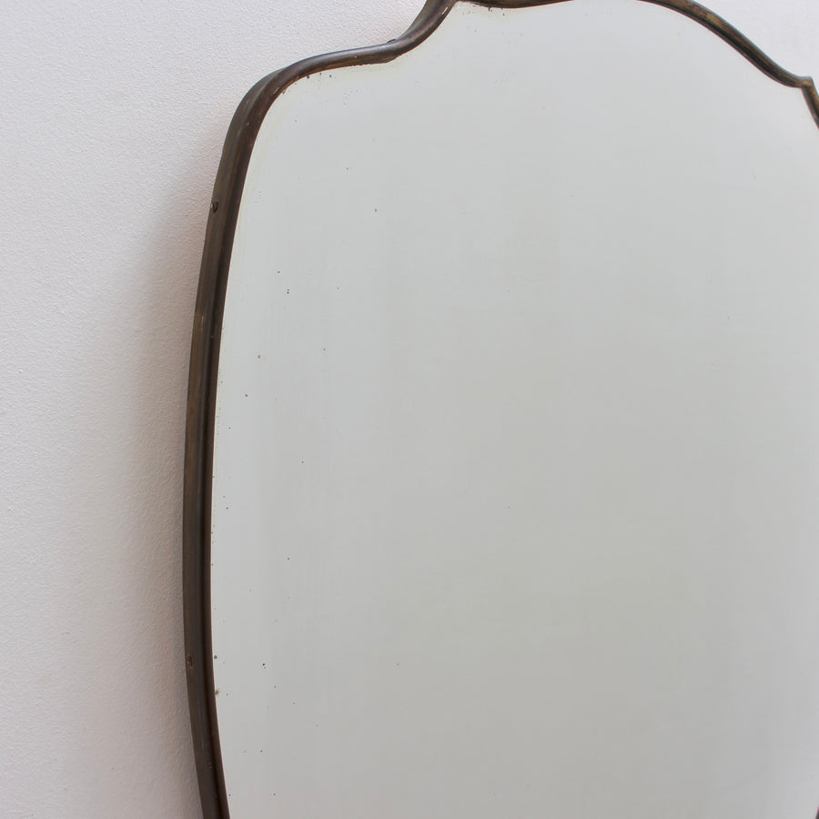 Mid-Century Italian Wall Mirror with Brass Frame (circa 1950s)