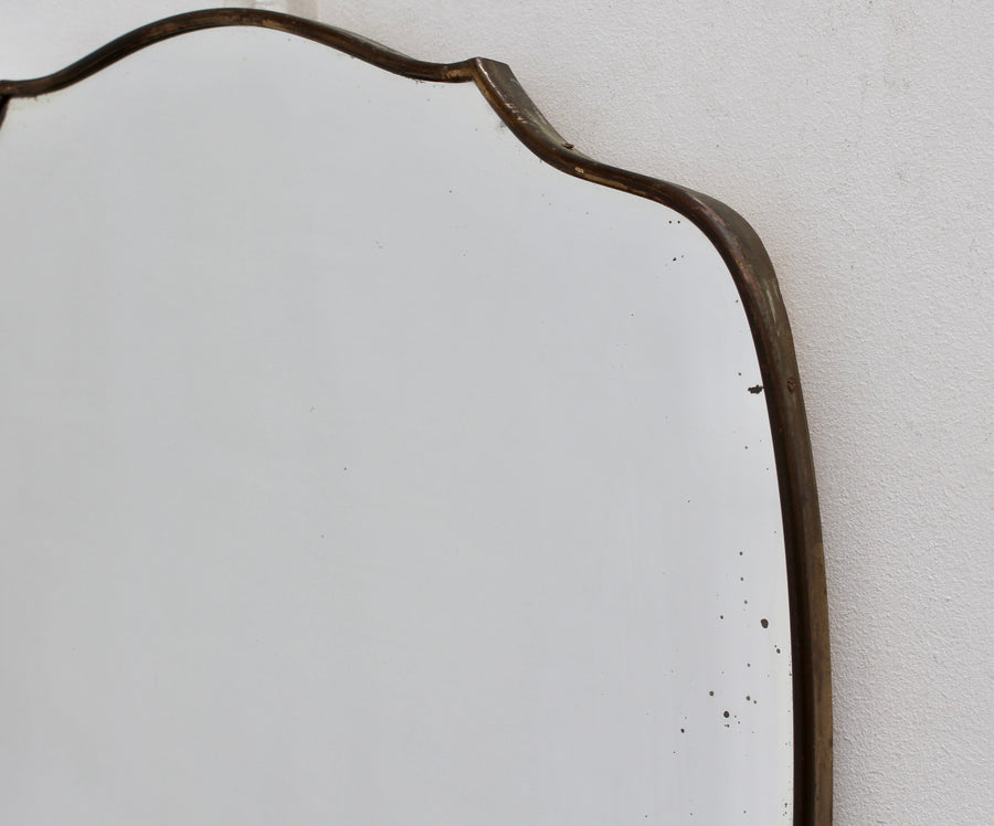 Mid-Century Italian Wall Mirror with Brass Frame (circa 1950s)