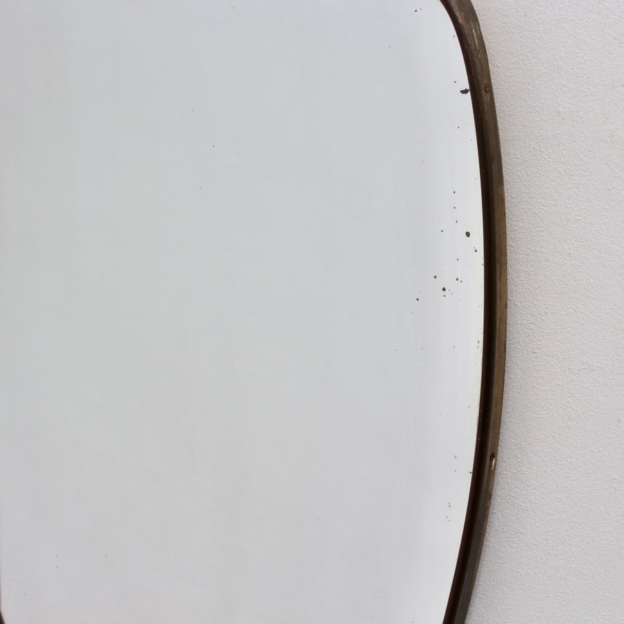 Mid-Century Italian Wall Mirror with Brass Frame (circa 1950s)