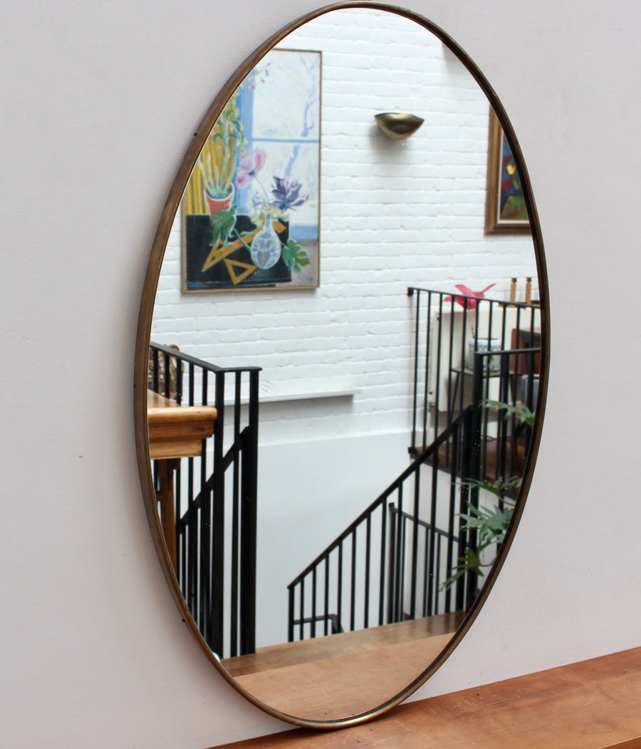 Mid-Century Italian Wall Mirror with Brass Frame (circa 1960s)