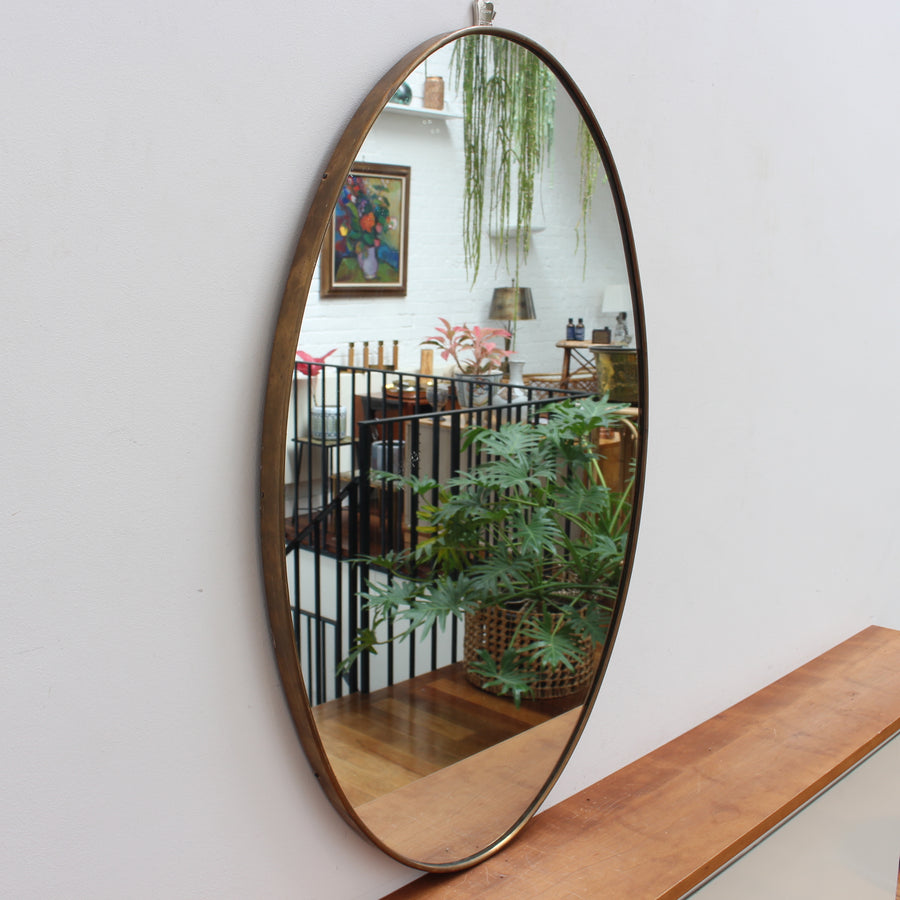 Mid-Century Italian Wall Mirror with Brass Frame (circa 1960s)