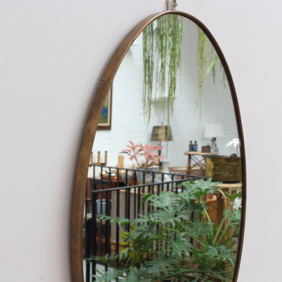 Mid-Century Italian Wall Mirror with Brass Frame (circa 1960s)