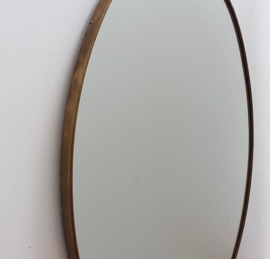 Mid-Century Italian Wall Mirror with Brass Frame (circa 1960s)