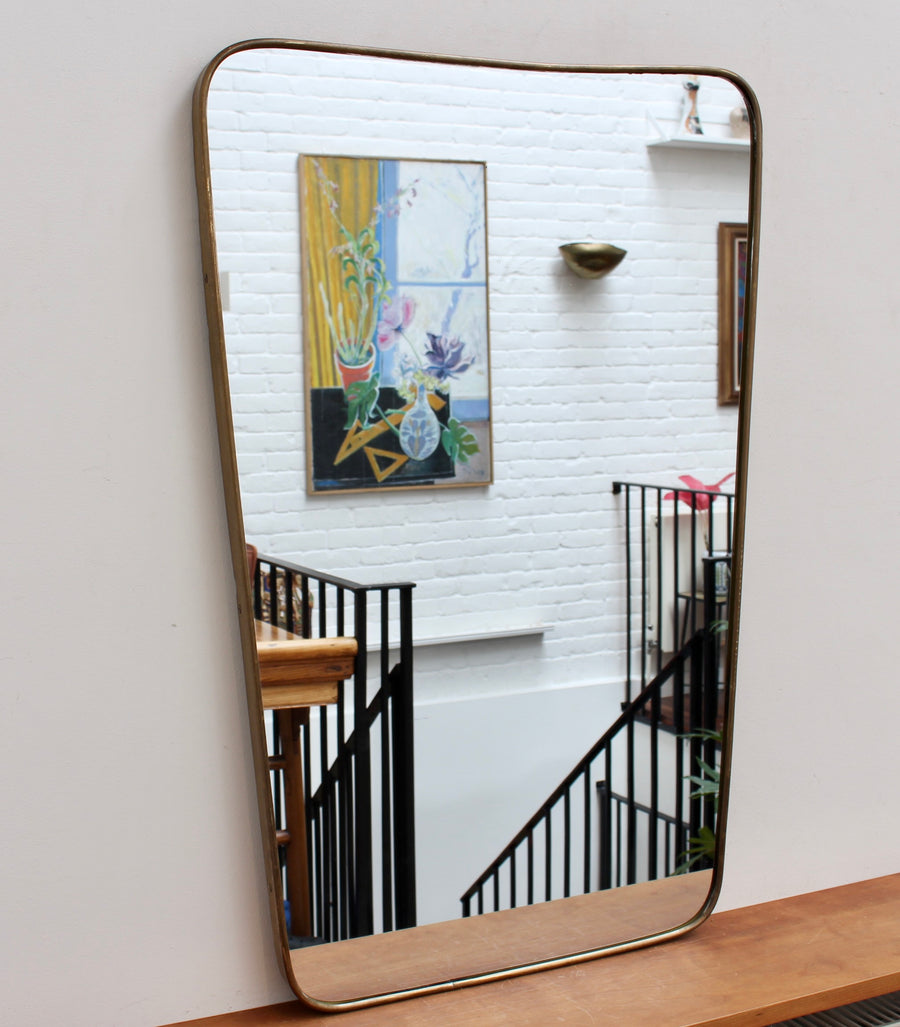 Mid-Century Italian Wall Mirror with Brass Frame (circa 1960s)