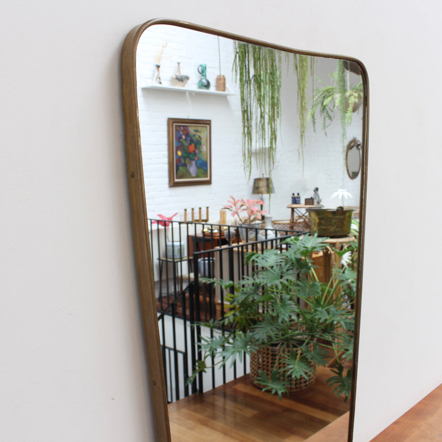 Mid-Century Italian Wall Mirror with Brass Frame (circa 1960s)